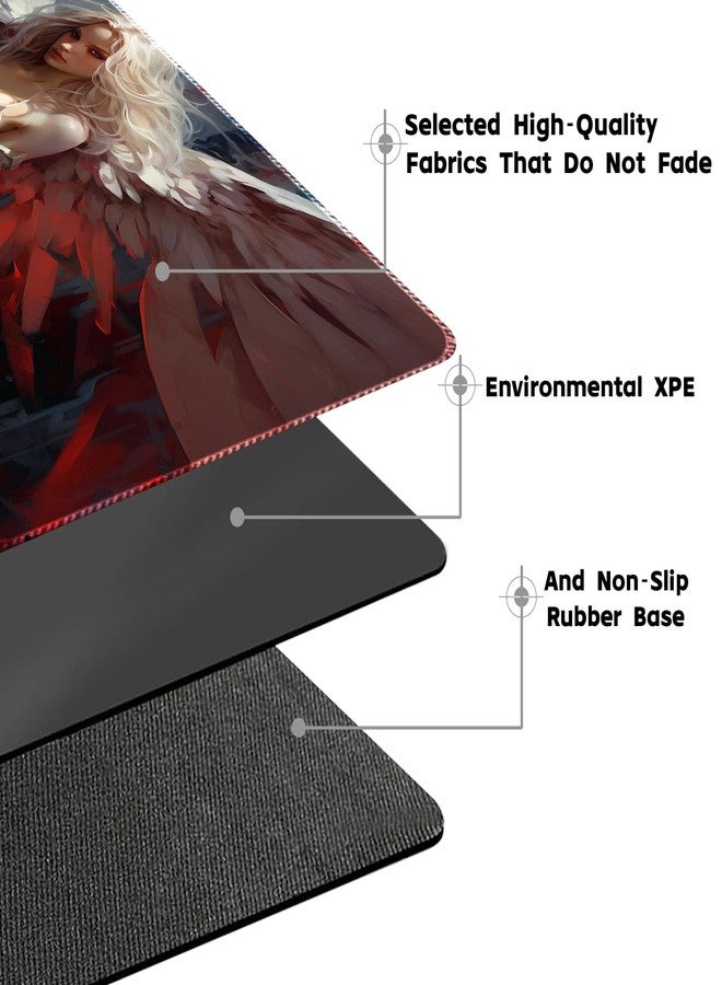 April Space Playmat Board Game MTG Duel Playmat Trading Card 24 x 14in Stitching Edges Compatible for TCG CCG RPG OCG with Card Zones Including Storage Bags (No Zone,Shining Angel) - Image 5